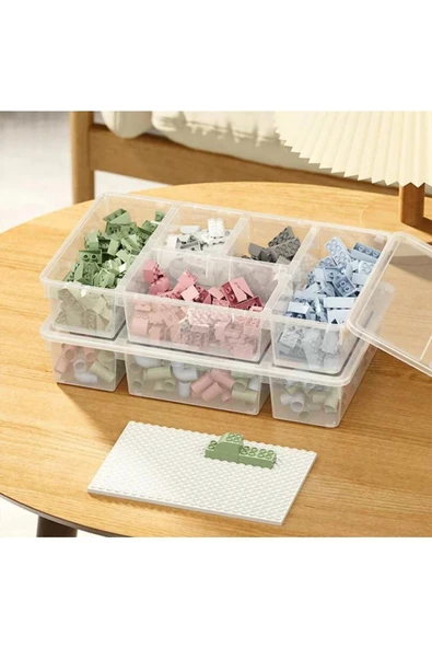 2 Adet Luna Kapaklı Çekmece Düzenleyici Lego Saklama Kutusu Ofis Masa Üstü Oyuncak Organizer - 4