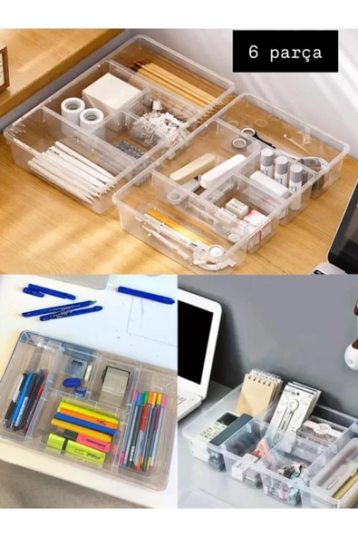 Nova 6 Adet 5 Bölmeli Çekmece Içi Düzenleyici- Ofis Masa Üstü Toparlayıcı Kutu Kapaksız ürün görseli