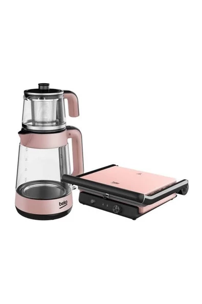 Rosegold Floral 2’li Çeyiz Seti Çay Makinesi + Tost Makinesi