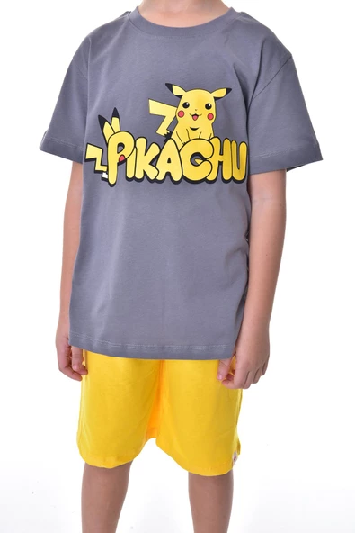 Pikachu Baskılı 2'li Şort - T-Shirt Çocuk Takım - 2