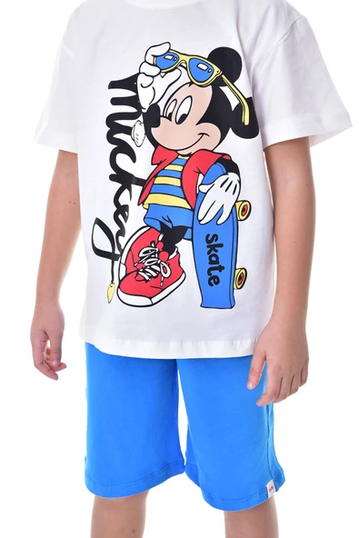 Mickey Baskılı 2'li Şort - T-Shirt Çocuk Takım - 2