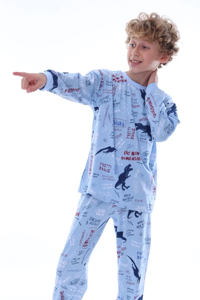 Dinazor Baskılı Erkek Çocuk Pijama Takımı - Resim 4