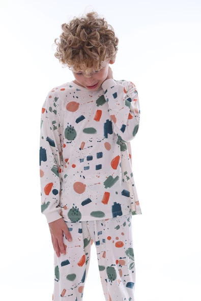 Fırça Desenli Çocuk Pijama Takımı - Resim 4