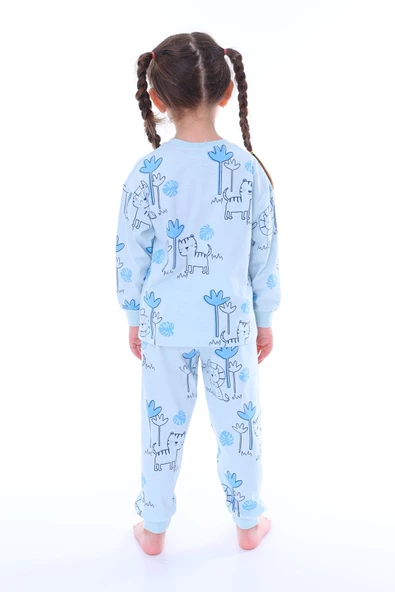Lion Tiger Mavi Desenli Erkek Çocuk Pijama Takımı - 4