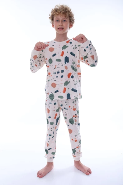 Fırça Desenli Çocuk Pijama Takımı - Resim 3