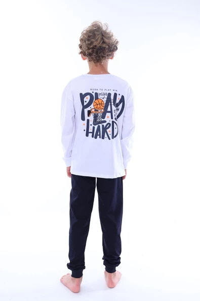 Play Hard Basketbol Desenli Erkek Çocuk Pijama Takımı - 3