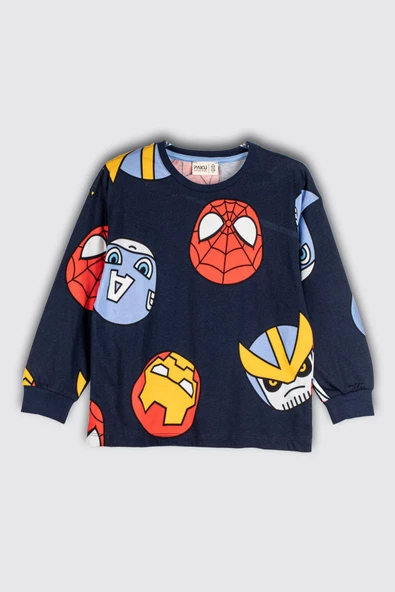 Süper Kahramanlar Desenli %100 Pamuk Çocuk Pijama Takımı - Resim 2