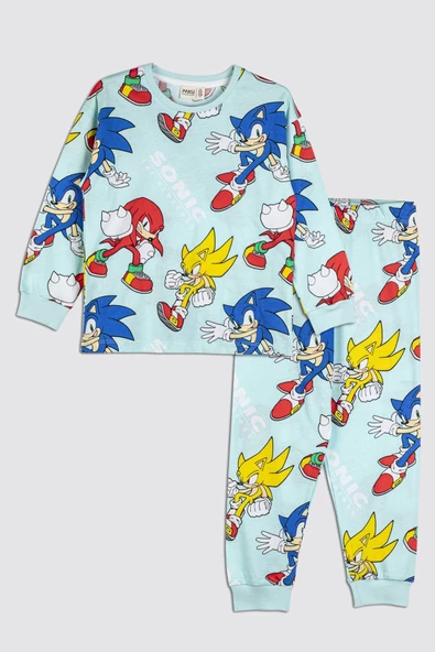 The Hedgehog Super Sonic Desenli %100 Pamuk Çocuk Pijama Takımı