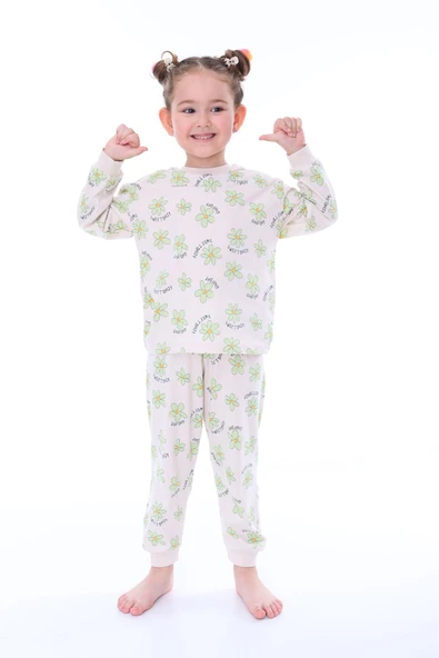 Sweet Daisy Desenli Kız Çocuk Pijama Takımı - Resim 3
