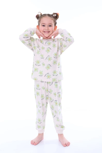 Sweet Daisy Desenli Kız Çocuk Pijama Takımı - Resim 2