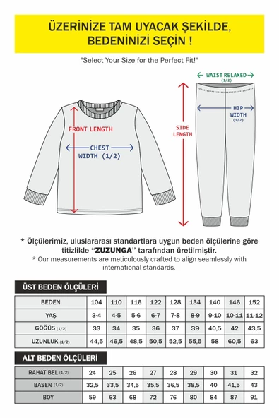 Sevimli Zürafa Desenli %100 Pamuk Unisex Çocuk Pijama Takımı - Resim 5