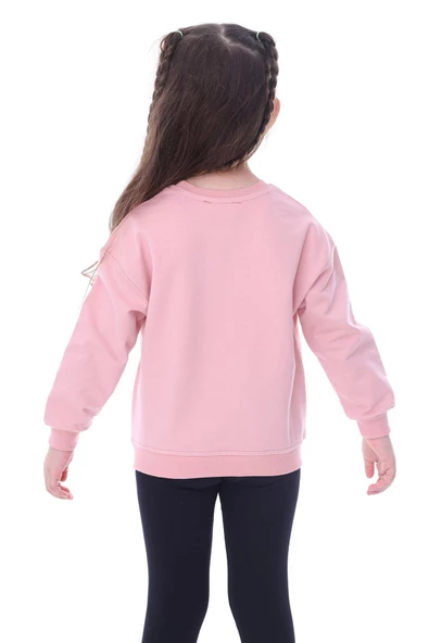 Basic Düz Renk Pudra Fırçalı Yumuşak %100 Pamuk Sweatshirt - 2