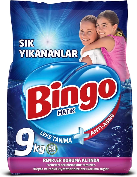 Bingo Matik Sık Yıkananlar Beyazlar ve Renkliler için 9 kg Toz Deterjan