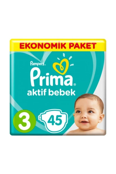 Prima Aktif Bebek Bezi Eko Paket No: 3 45'li