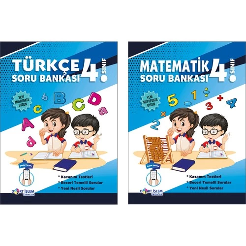 Dört İşlem Yayıncılık 4. Sınıf Türkçe / Matematik Soru Bankaları