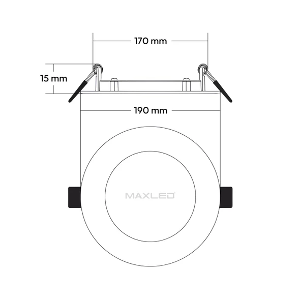 Sıva Altı Yuvarlak LED Panel Siyah Kasa - 15W 3000K - Maxled MX-1024G