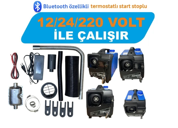 Titanium Çanta Tipi Webasto Dizel Isıtıcı Taşınabilir bluetooth,lu 12/24/220 Volt - 2