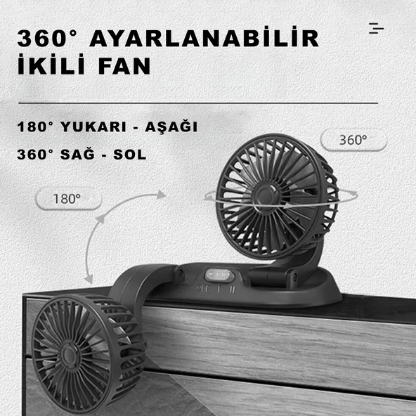 Araç Araba Otomobil Mini 2 li Vantilatör Fan Pervane Soğutucu 12V FAN10 - Resim 6