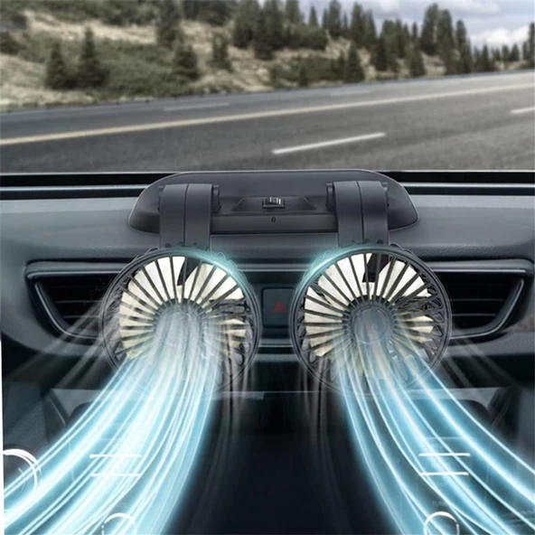 Araç Araba Otomobil Mini 2 li Vantilatör Fan Pervane Soğutucu 12V FAN10 - Resim 5