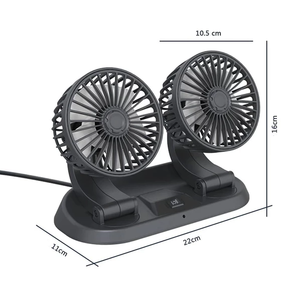 Araç Araba Otomobil Mini 2 li Vantilatör Fan Pervane Soğutucu 12V FAN10 - Resim 2