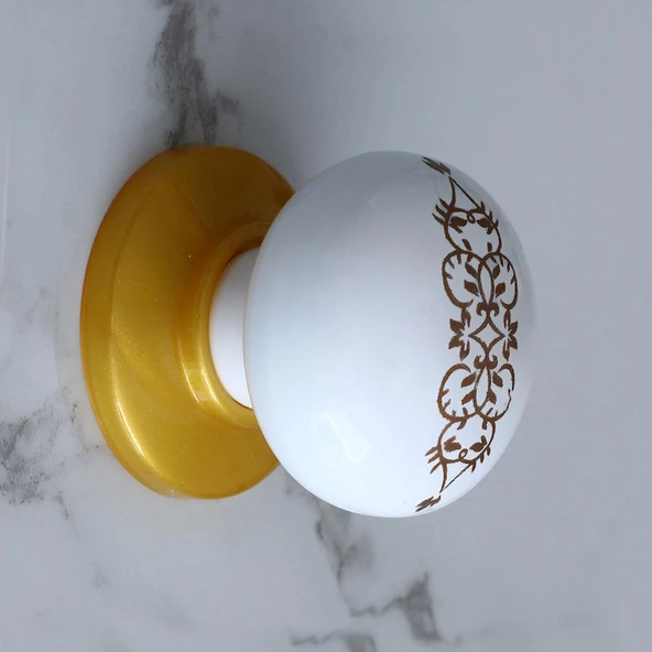 Polimer Düğme Kulp Desenli Beyaz Gold Tablalı Dolap Mobilya Mutfak Dolabı Çekmece Dolap Kulpu Kulbu - 6