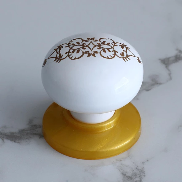 Polimer Düğme Kulp Desenli Beyaz Gold Tablalı Dolap Mobilya Mutfak Dolabı Çekmece Dolap Kulpu Kulbu - 7
