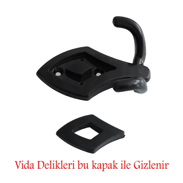 Nilay Askı Askılık Sert Plastik Siyah Vestiyer Duvar Askısı Dolap Elbise Askılığı - 4