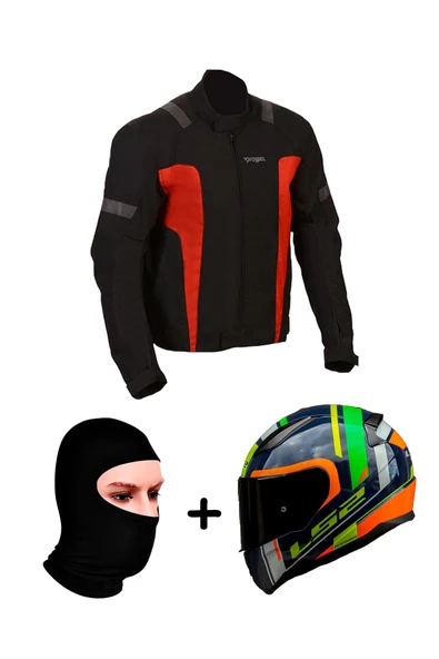 LS2 Prohel Gambıa Mont Siyah-kırmızı Rapıd Race Chos Mavi Neon Turuncu Kask Prohel Balaklava Yazlık