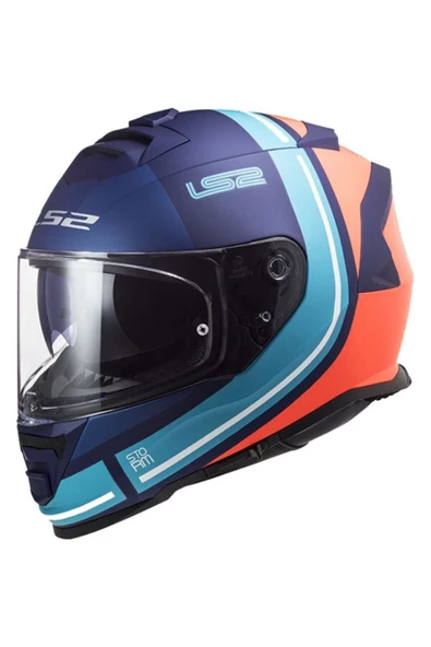 LS2 Storm Slant Mat Mavi Turuncu Motosiklet Kask