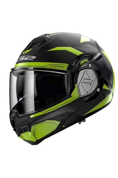 LS2 Advant Revo Kask - Mat Siyah-neon Sarı Xl