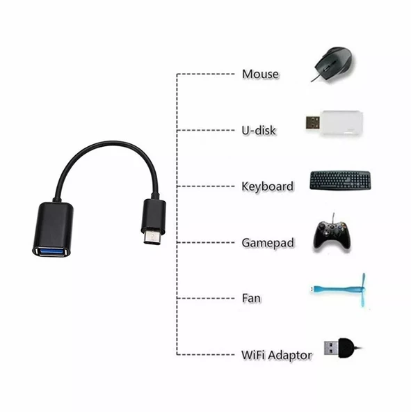 QASUL  Type C Usb 3.0 Otg Adaptör -    Çevirici Dönüştürücü Siyah - 3