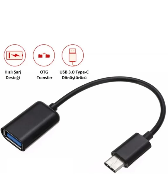 QASUL  Type C Usb 3.0 Otg Adaptör -    Çevirici Dönüştürücü Siyah - 4