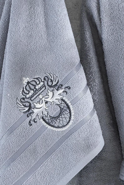 Zeynep Tekstil Arya 2 Parça Nakışlı %100 Pamuklu Bornoz Seti 153-99-0038 - 2