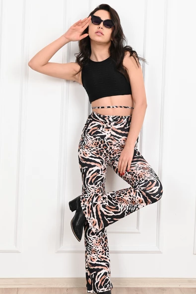 Zebra Desenli Yüksek Bel Tayt -2 6079-22 - 6