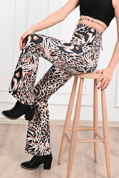 Zebra Desenli Yüksek Bel Tayt -2 6079-22 - 3