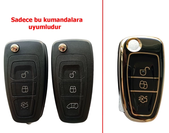 Ford Focus 3 Transit Courier Uyumlu Silikon Nano Anahtar Kumanda Kılıfı Siyah - 5