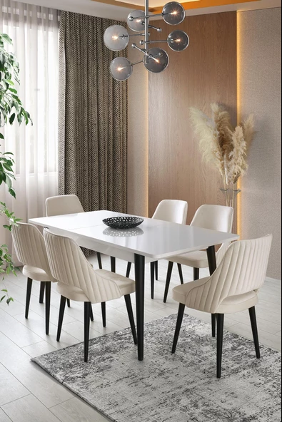 Çakıl MDF Yemek Masa 6lı Sandalye Takımı 90x145cm - 3
