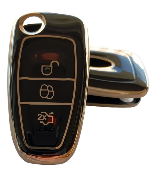 Ford Focus 3 Transit Courier Uyumlu Silikon Nano Anahtar Kumanda Kılıfı Siyah - 6