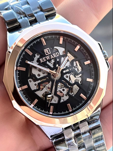 Reward Tam Otomatik Çelik Kordon Tasarım Kadran 5 Atm Suya Dayaknıklı Erkek Kol Saati EA.145831 - 4