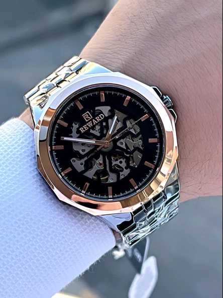 Reward Tam Otomatik Çelik Kordon Tasarım Kadran 5 Atm Suya Dayaknıklı Erkek Kol Saati EA.145831 - 3