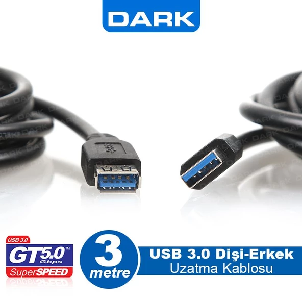 DARK 3 Metre USB 3.0 Uzatma Kablosu DK-CB-USB3EXTL300