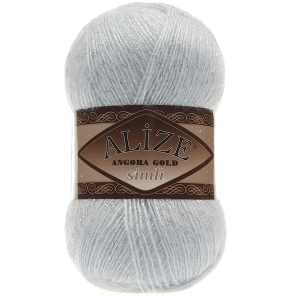 Alize Angora Gold Simli El Örgü İpi 514 Simli Buz Mavisi