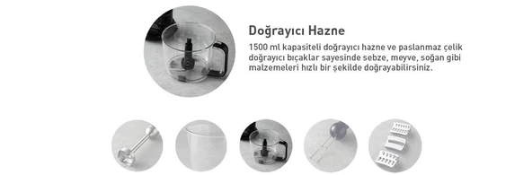 English Home RMB 3001 4 Bıçaklı Multi Blender Seti Siyah-Krom - 2