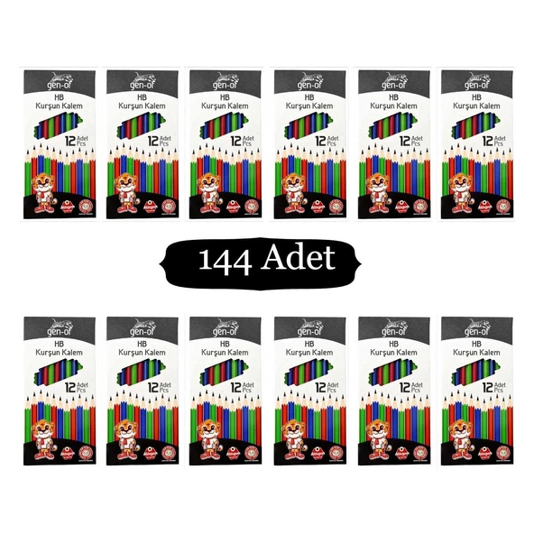 Gen-Of Kurşun Kalem Seti Kırmızı Kopya Kalemi 144 Adet Beyaz Silgi 30 Adet Kalemtıraş 24 Adet - Resim 3