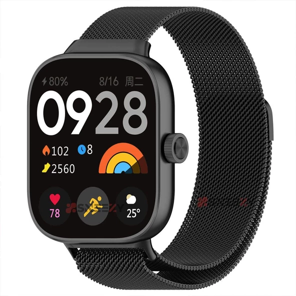 Sneezy Xiaomi Redmi Watch 4 Uyumlu Woven Wire Tasarım Metal Hasır Kordon