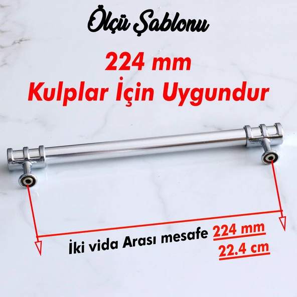 Mobilya Kulp 224 mm Krom Metal Mutfak Çekmece Dolap Kapak Kulpları Dolabı Kulbu Kulpu 22.4 cm - 3
