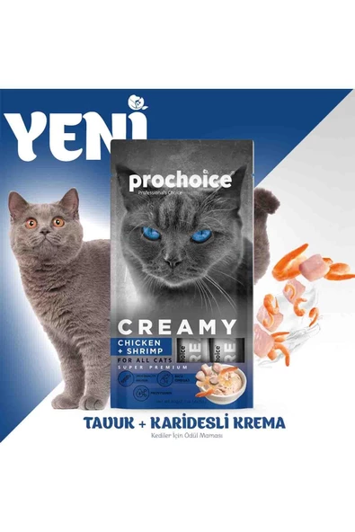 Prochoice Creamy Kediler İçin Tavuklu Karidesli Sıvı Kedi Ödül 4x15 gr - 3