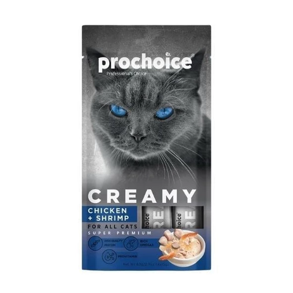 Prochoice Creamy Kediler İçin Tavuklu Karidesli Sıvı Kedi Ödül 4x15 gr