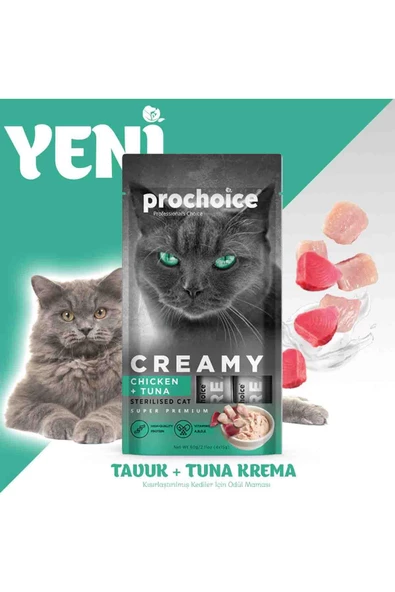 Prochoice Creamy Kediler İçin Tavuklu Ton Balıklı Sıvı Kedi Ödül 4x15 gr - 2