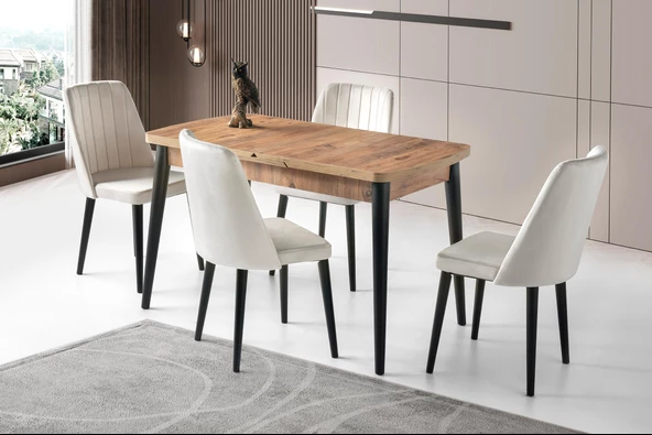 Milano Mdf Açılır Mutfak Masa 6 lı Sandalyeli Takım 75*130cm - 8